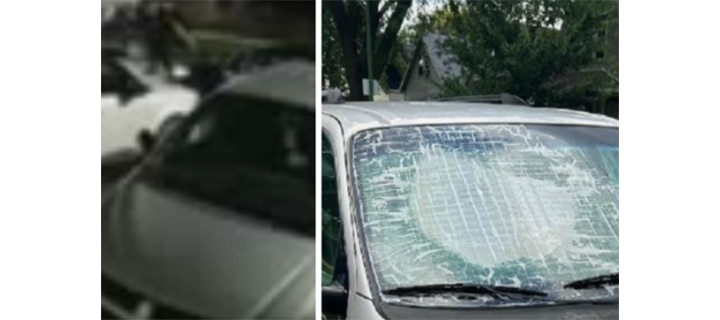 Van windshield smashed in Jefferson Park