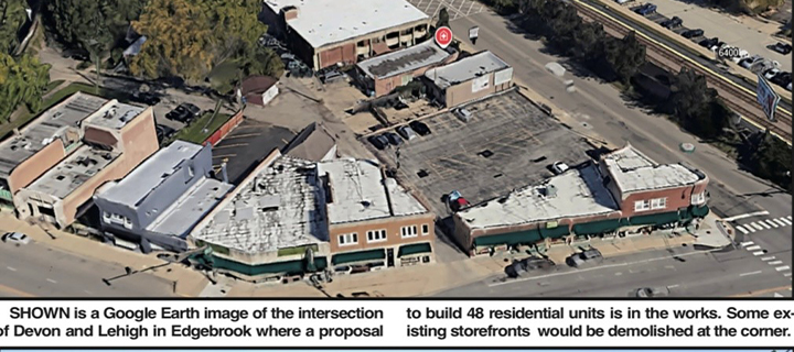 Arial view from Google Earth of the intersection of Devon and Lehigh