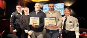 honored officers who helped arrest a suspect accused of shooting at a police car during a chase